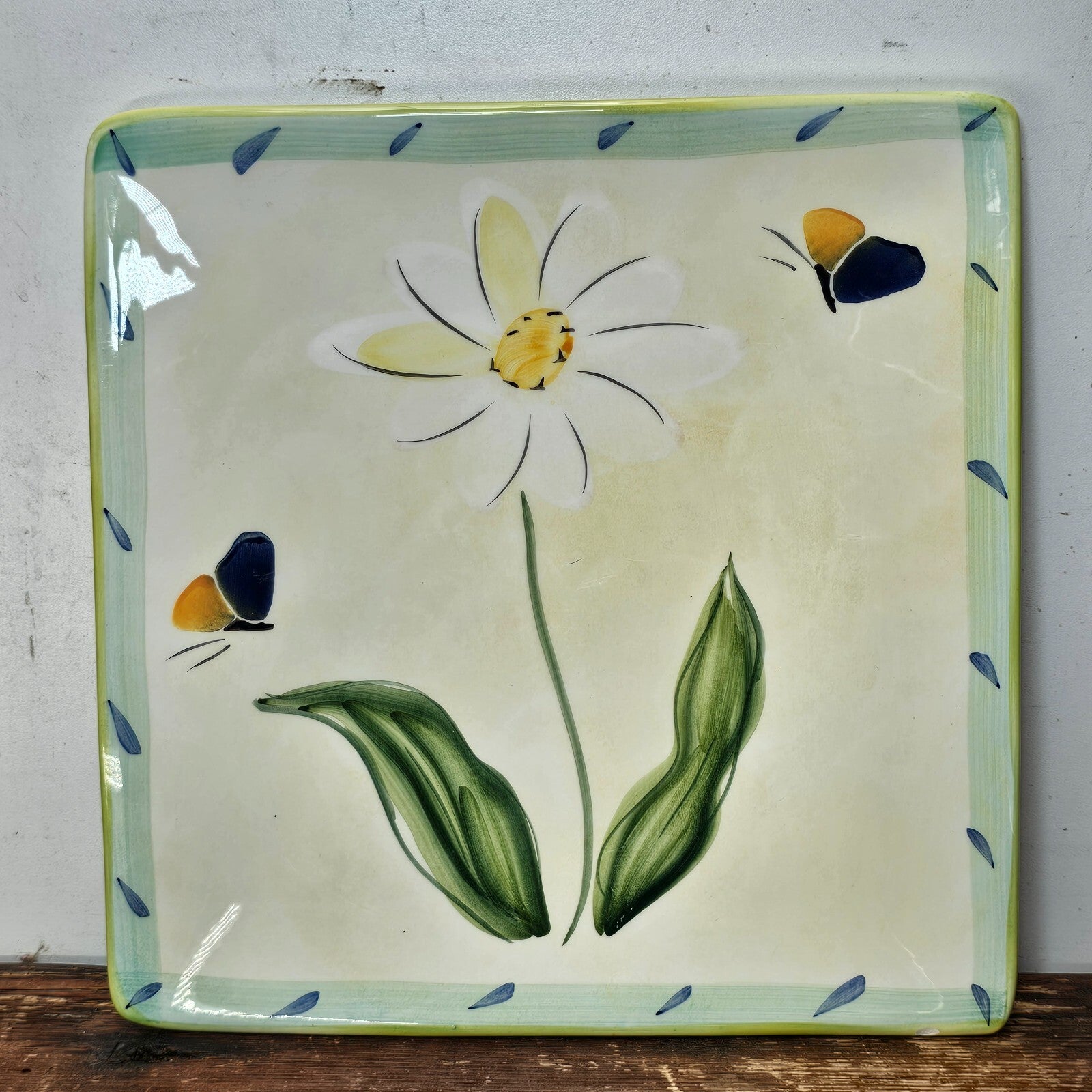 Crate & Barrel Ceramica ARM Square Serving Platter Made In Italy 11.5" x 11.5"