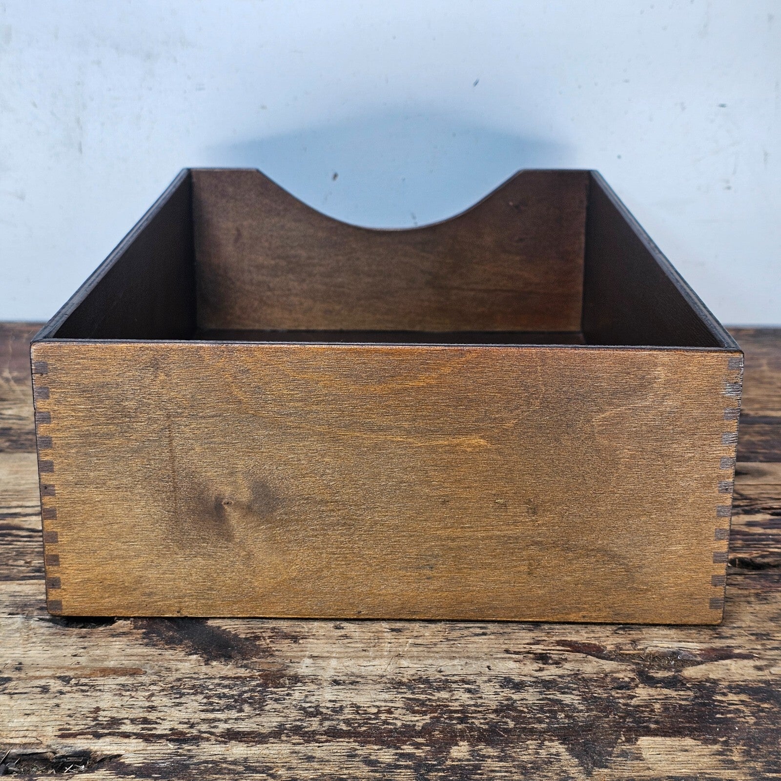 Vintage Walnut Deep Desk Tray / Document Organizer  (1950s-1960s) 4.25"H