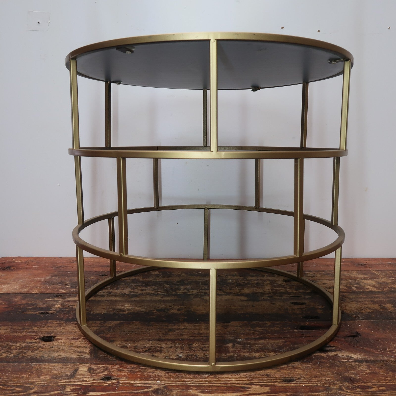 Mirror Glass Top Side Table Round Gold End Table 20" x 20" x H 18"