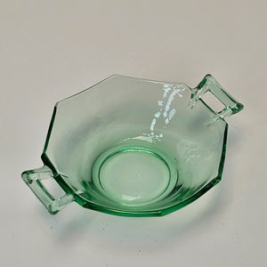 Heisey Octagon Moongleam Handled Nut Bowl