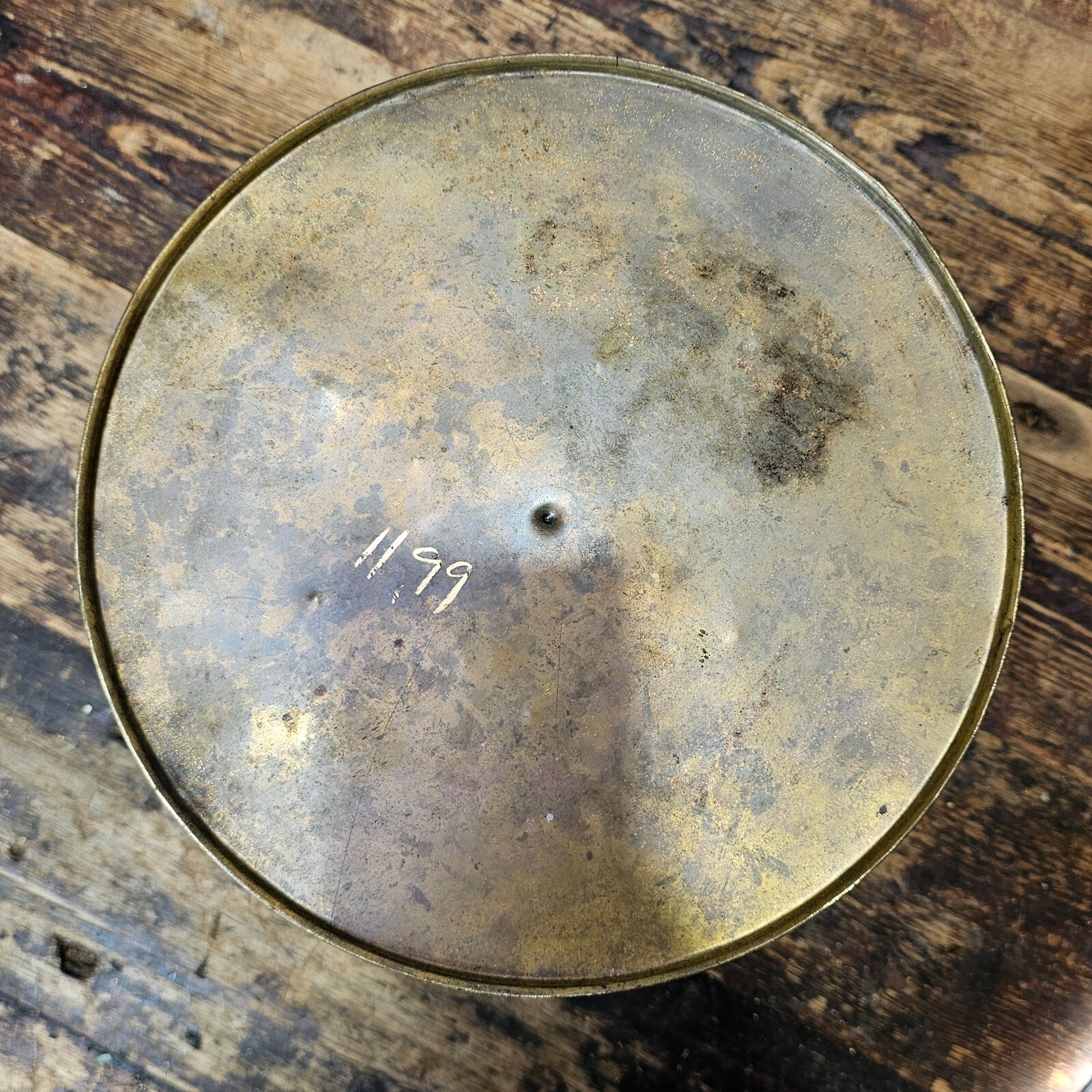 Vintage Brass Container Planter Made In Ireland Patina 9.75"Diam x 8.75"H