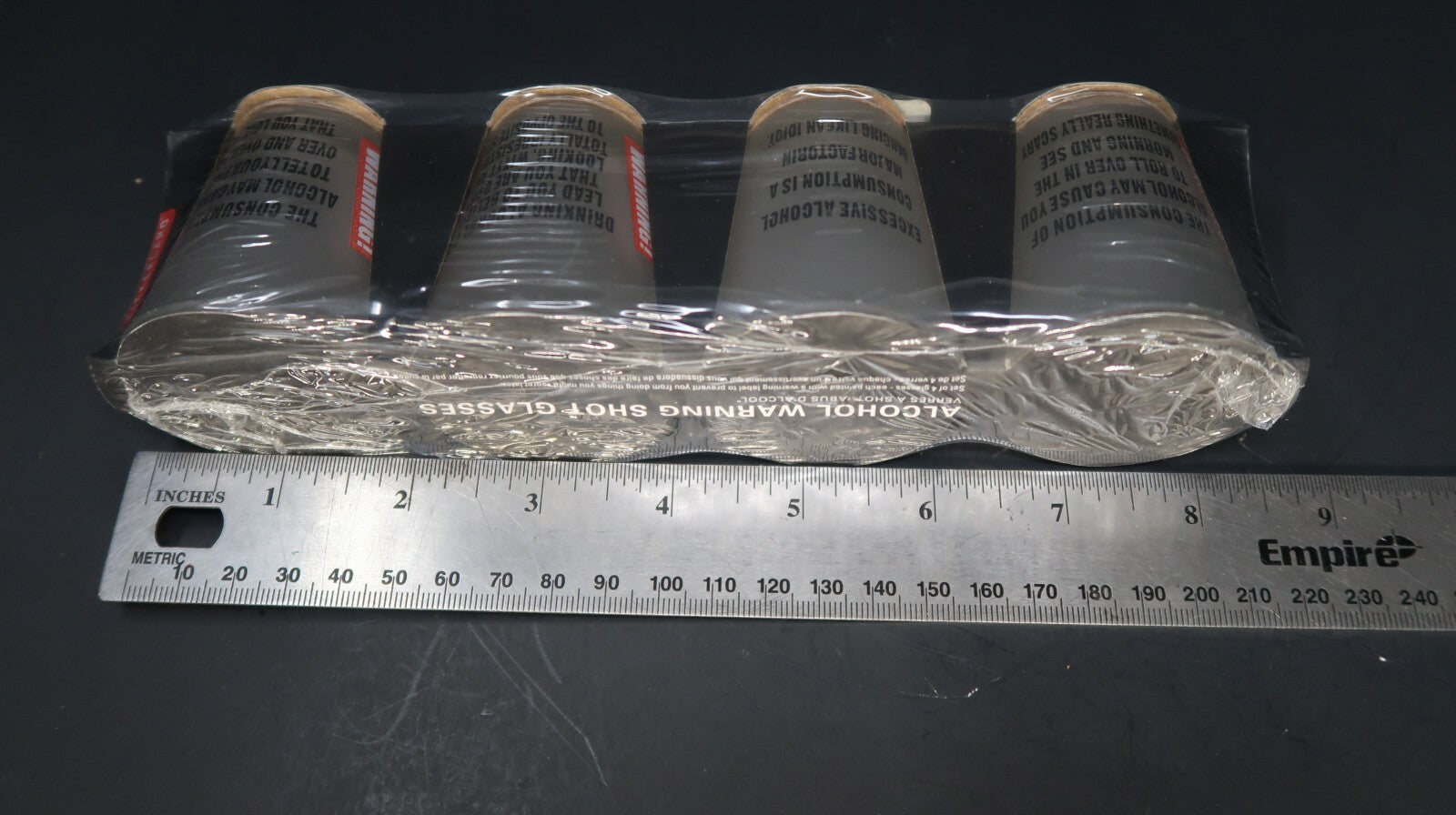 Set of 4 Alcohol Warning Shot Glasses