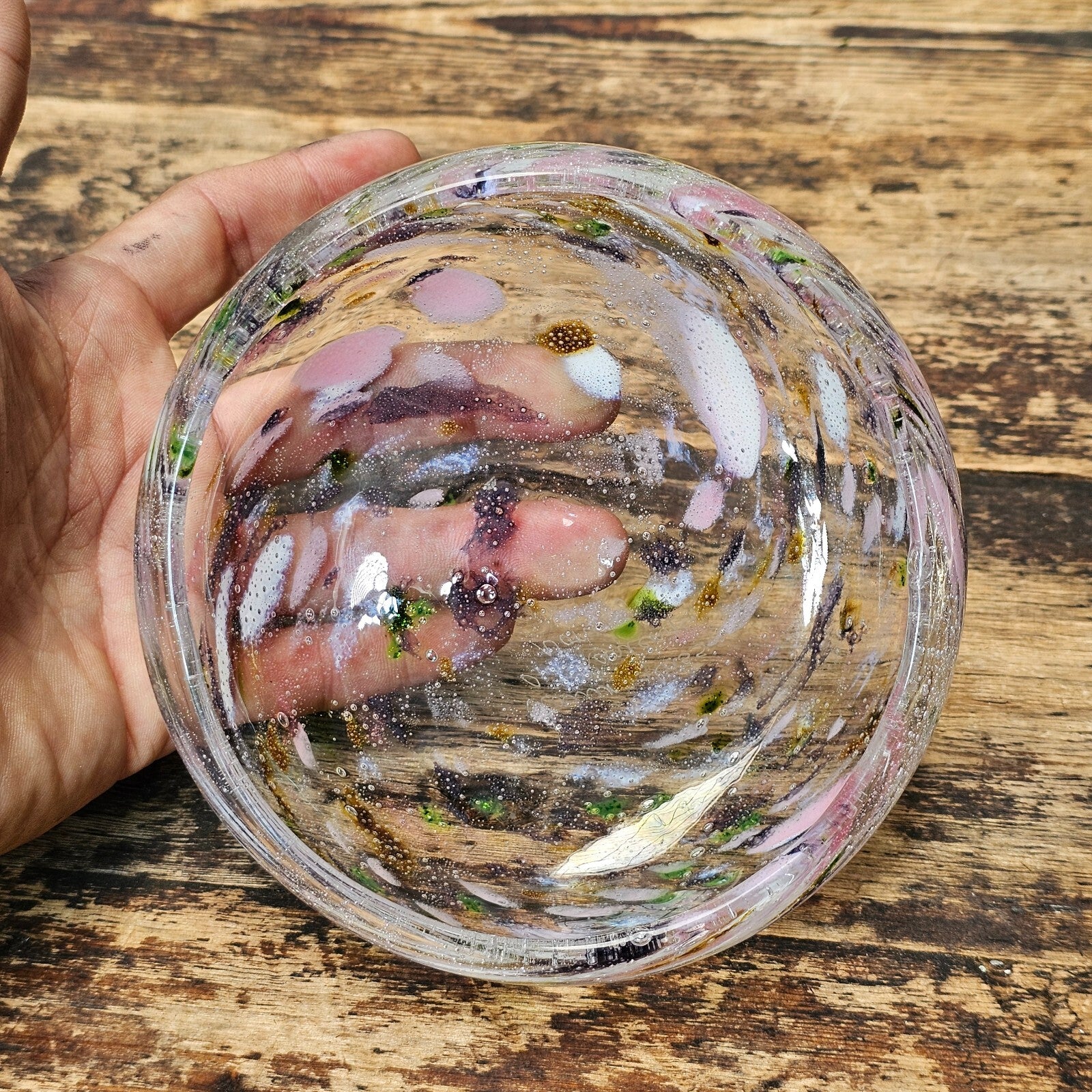 Vintage 1989 Signed Norwegian Art Glass Bowl by O. J. Karlengen