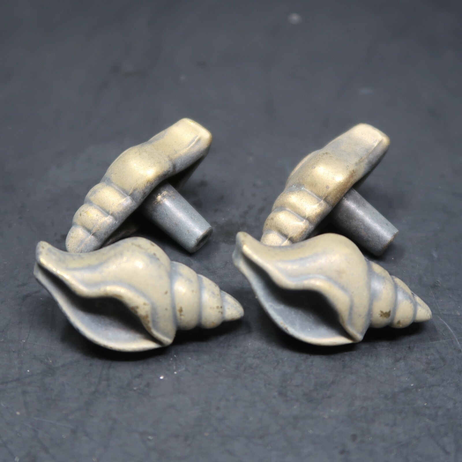 Lot of 4 Belwith Hickory Conch Shell Pull Knob Cabinet Drawer Handle (B)
