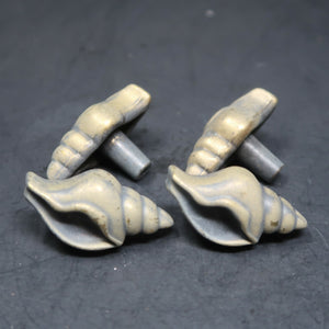 Lot of 4 Belwith Hickory Conch Shell Pull Knob Cabinet Drawer Handle (B)