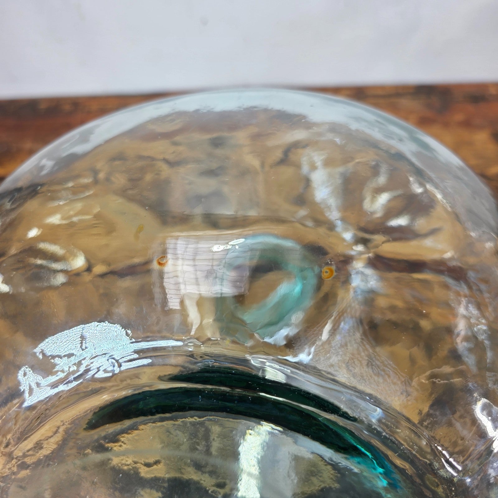 Clear Recycled Glass Vase Organic Style Made In Spain 12"Dia. x 12.5"H