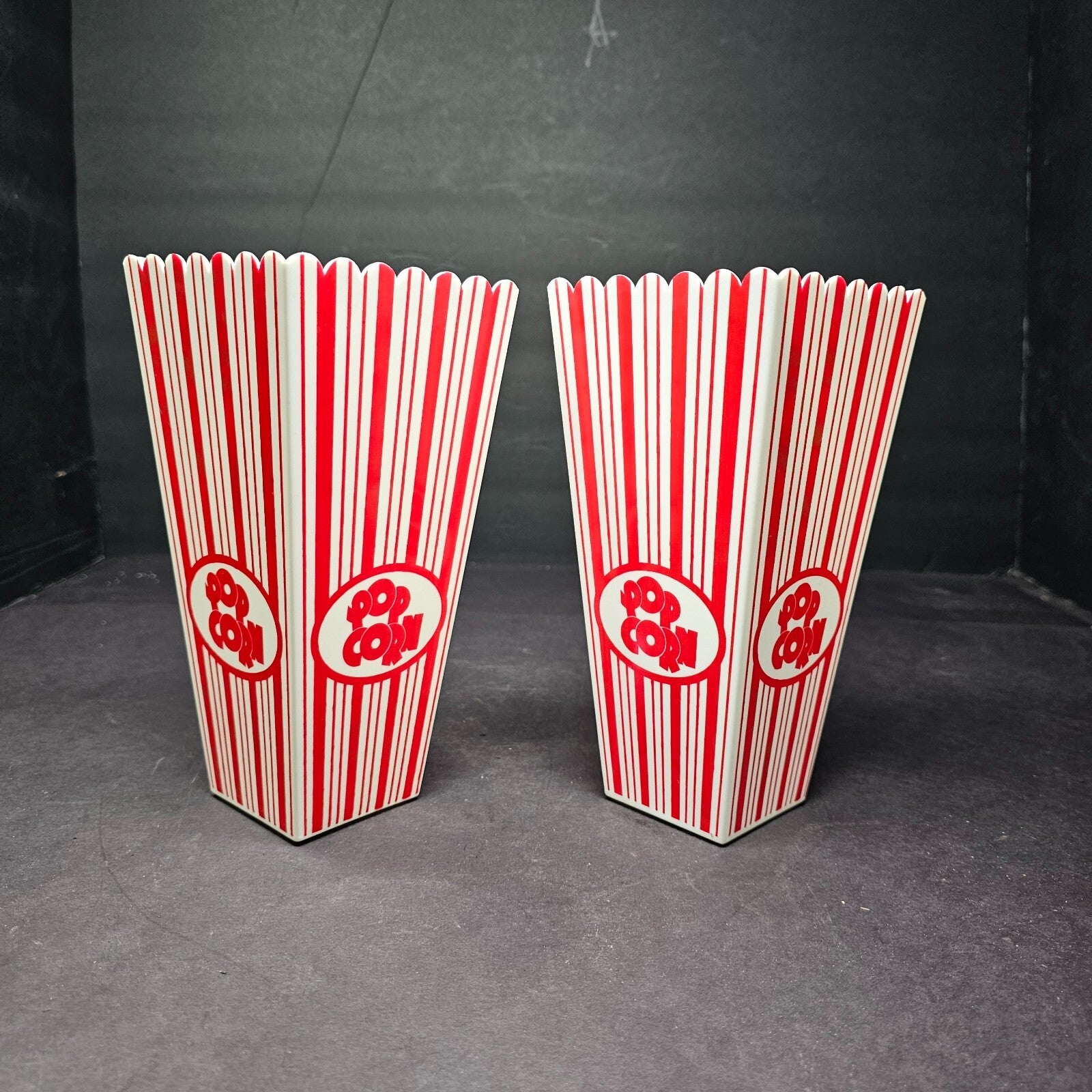 Set of 2 Plastic Novelty Popcorn Boxes Tub Container Movie Party