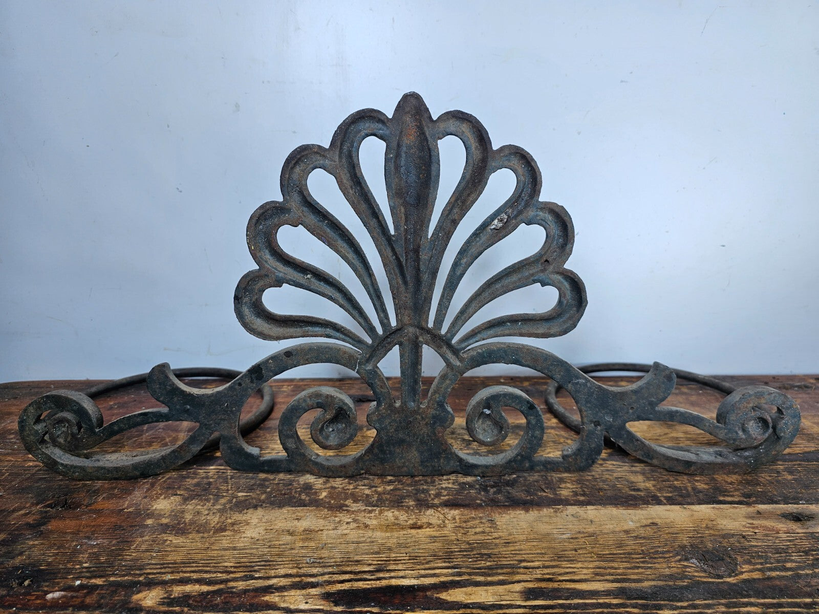 Victorian Style Cast Iron Wall Planter with Fan Design  26"L x 10.5"H x 8.5"D
