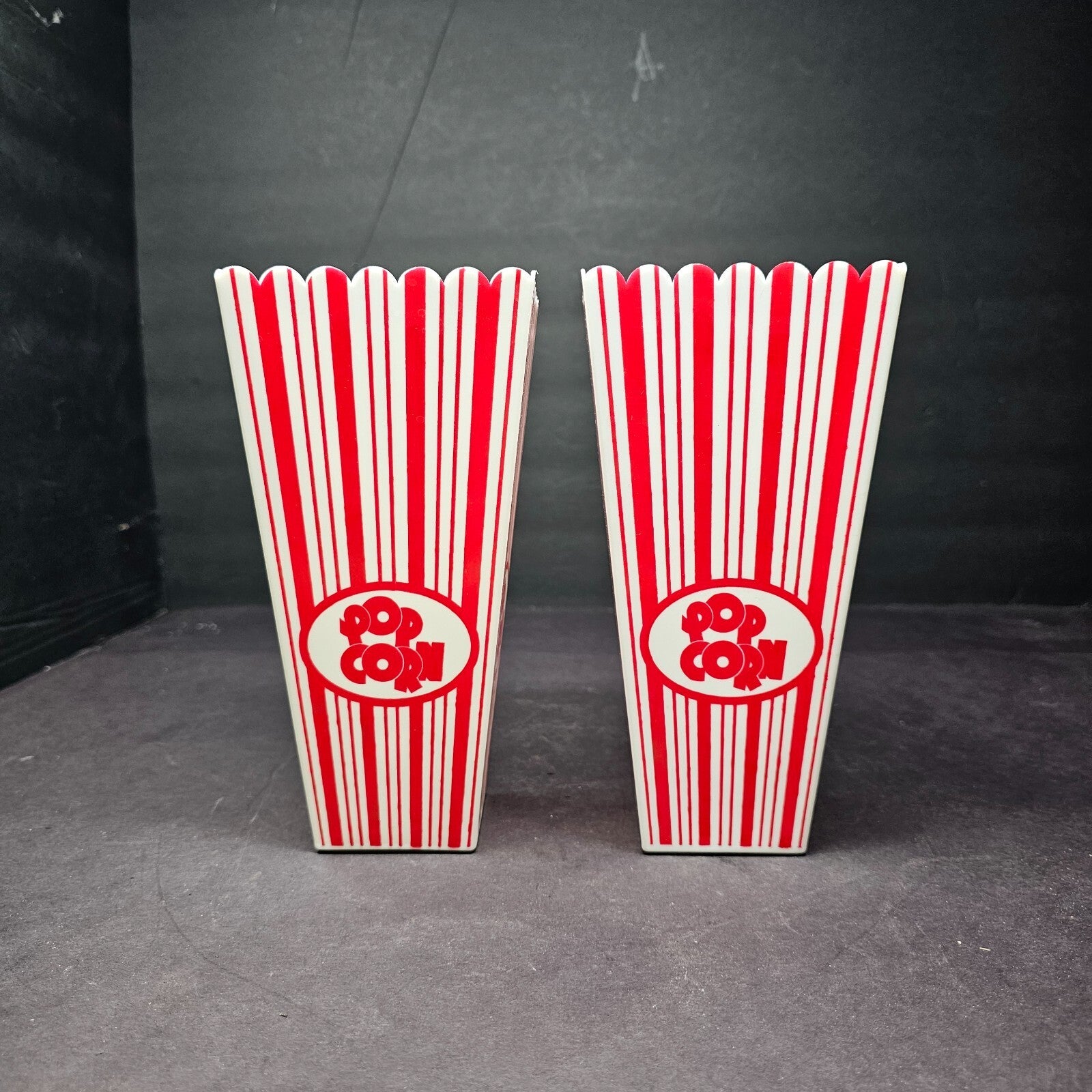 Set of 2 Plastic Novelty Popcorn Boxes Tub Container Movie Party