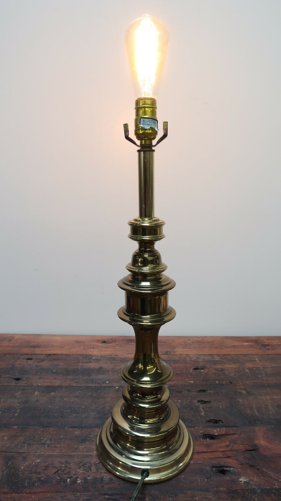 Vintage Leviton Brass Table Lamp 7" x 7" x H23.5"