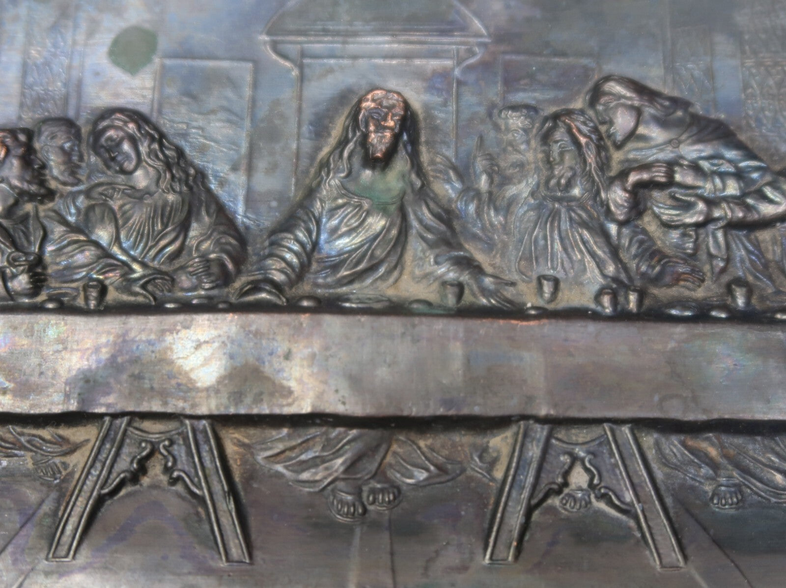 Vintage The Last Supper Metal Relife Art 5.25" x 9.75"