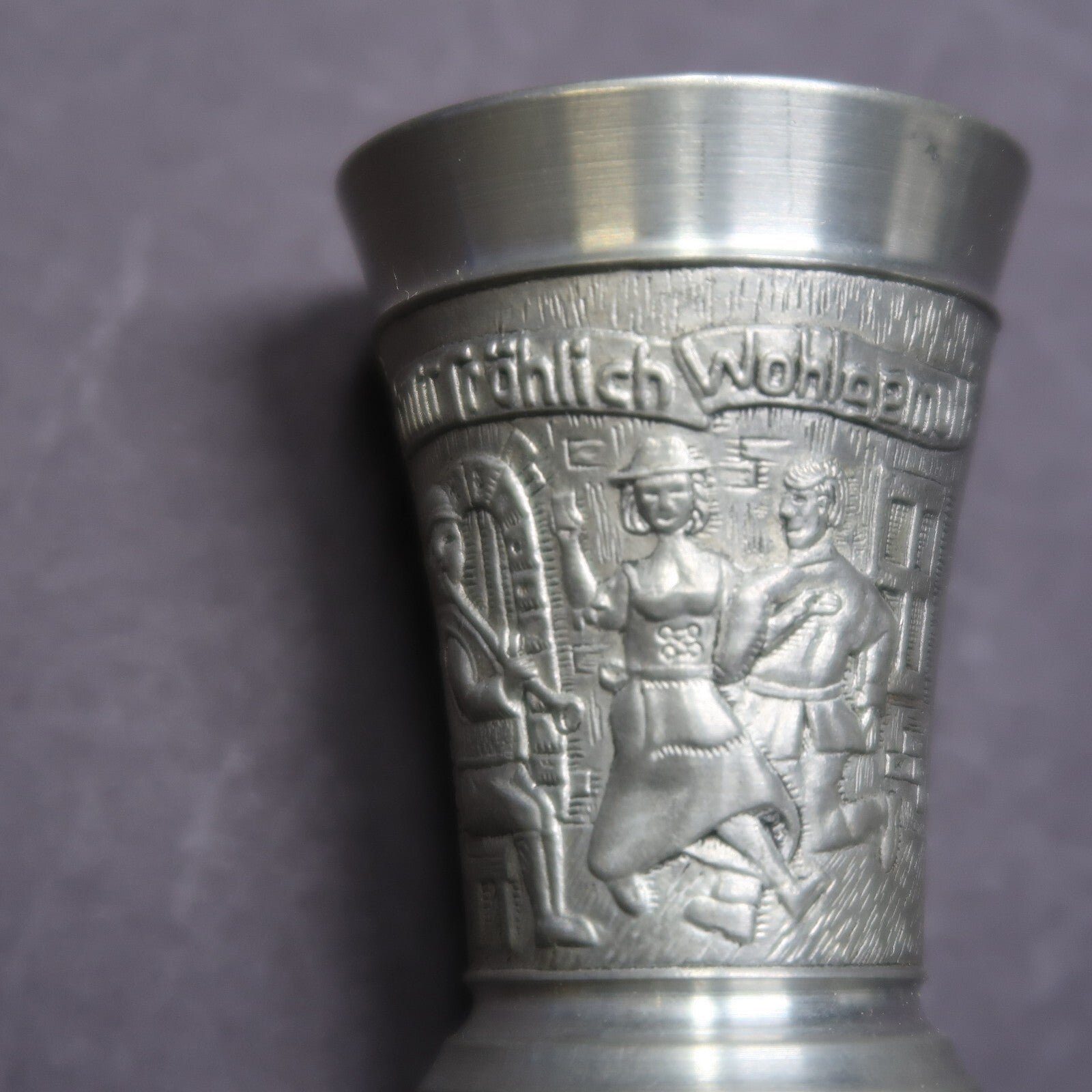 German BMF ZINN 95% Pewter Shot Glass Oktoberfest H 2"