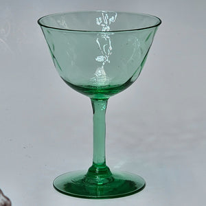 Vintage Green Glass Champagne Sherbet 4 1/8"
