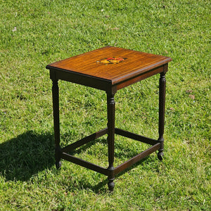 Vintage Victorian Style Rose Hand-Painted Accent Table 16.25" x 13.75" x 20.5"