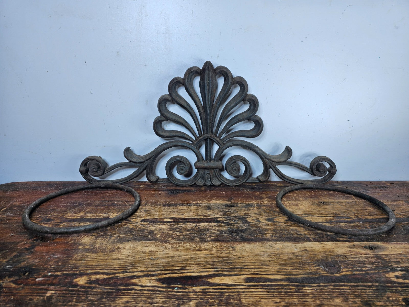 Victorian Style Cast Iron Wall Planter with Fan Design  26"L x 10.5"H x 8.5"D
