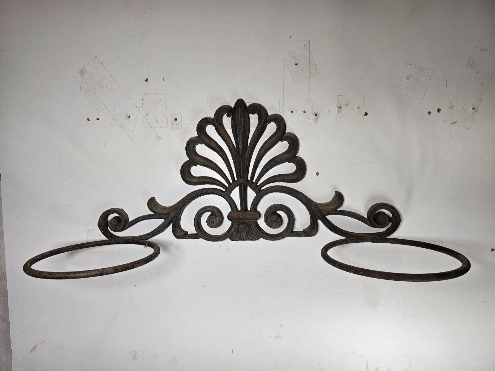 Victorian Style Cast Iron Wall Planter with Fan Design  26"L x 10.5"H x 8.5"D