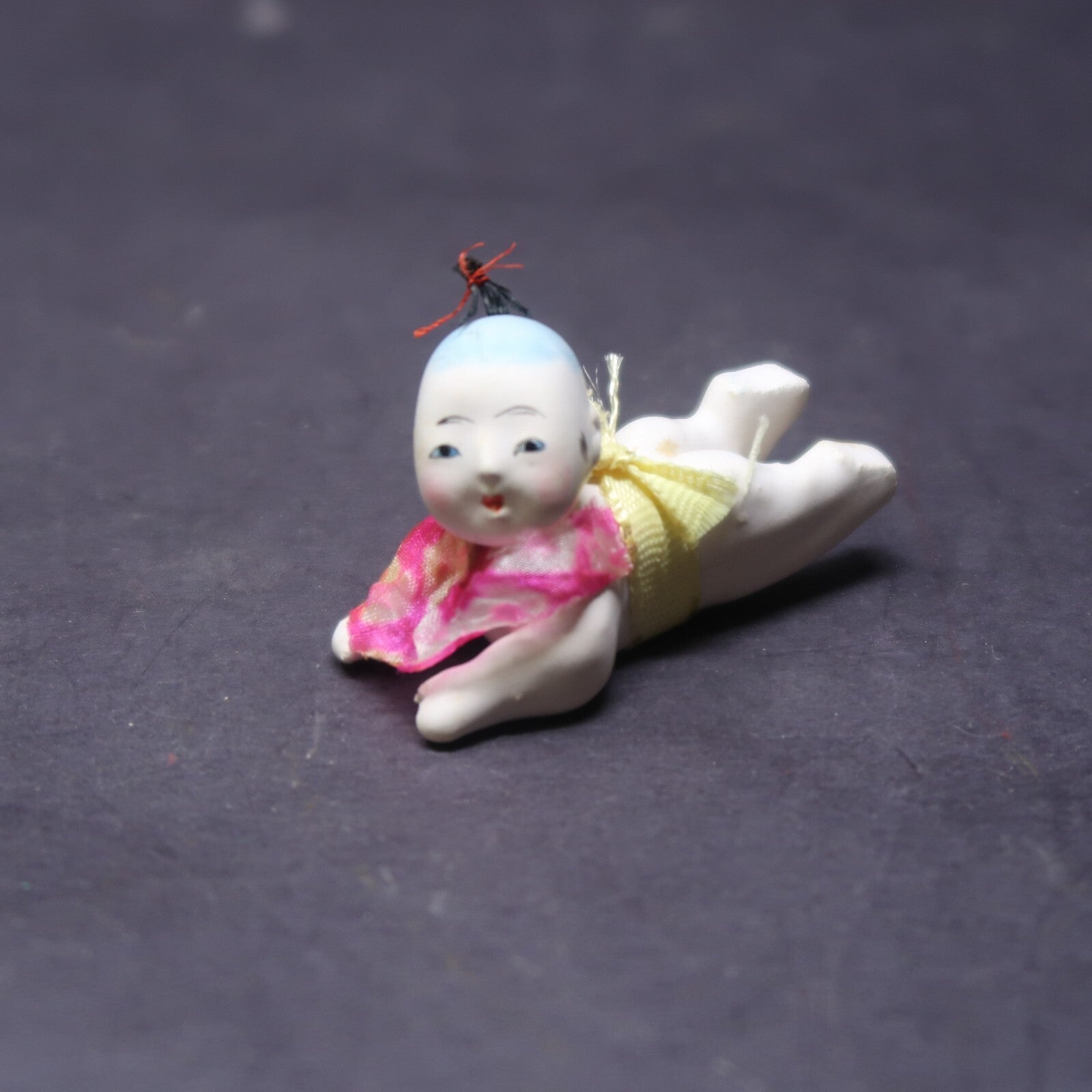 Antique 2" Long Miniature Crawling Baby Doll Japanese Porcelain Doll 1920s