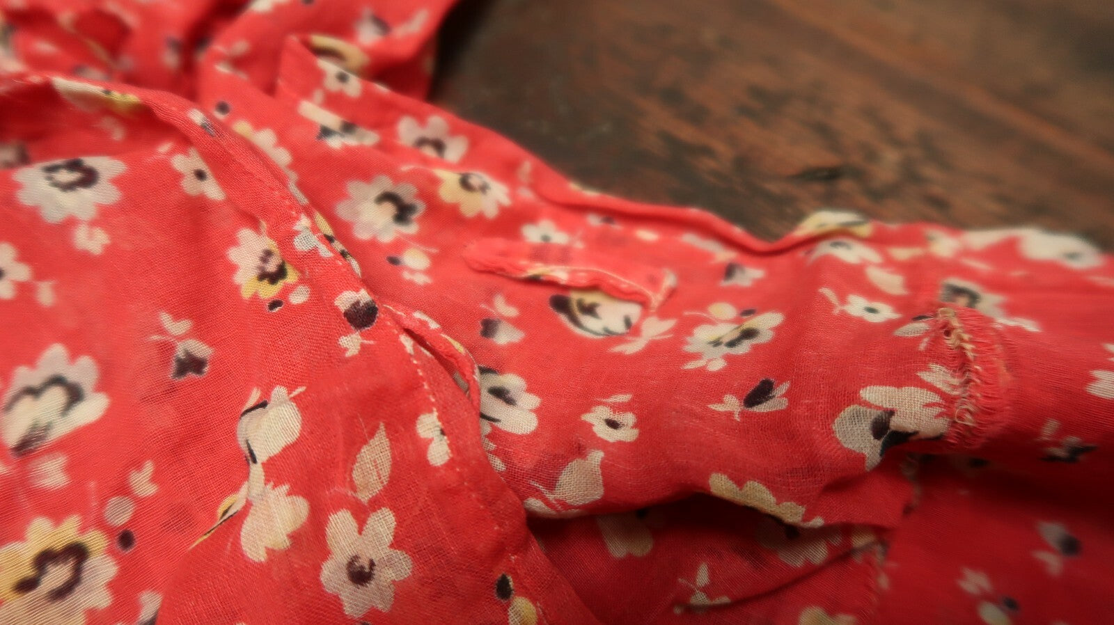 Vintage Flower Printed Red Girls Dress