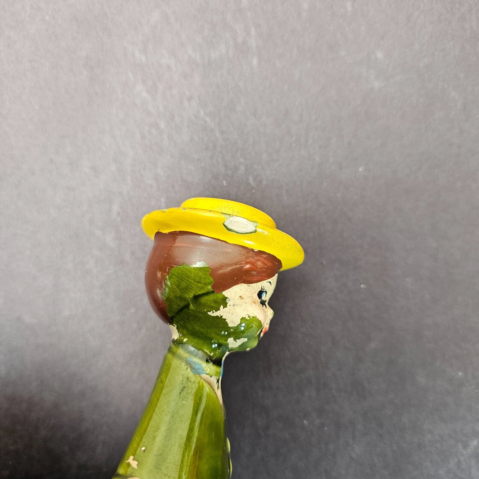 Vintage Ceramic Planter Women With Yellow Hat Holding Umbrella Lego Japan