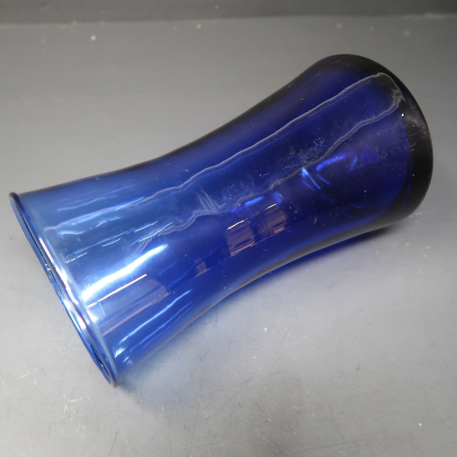 Blue Glass Vase Made In Mexico H 7.5"