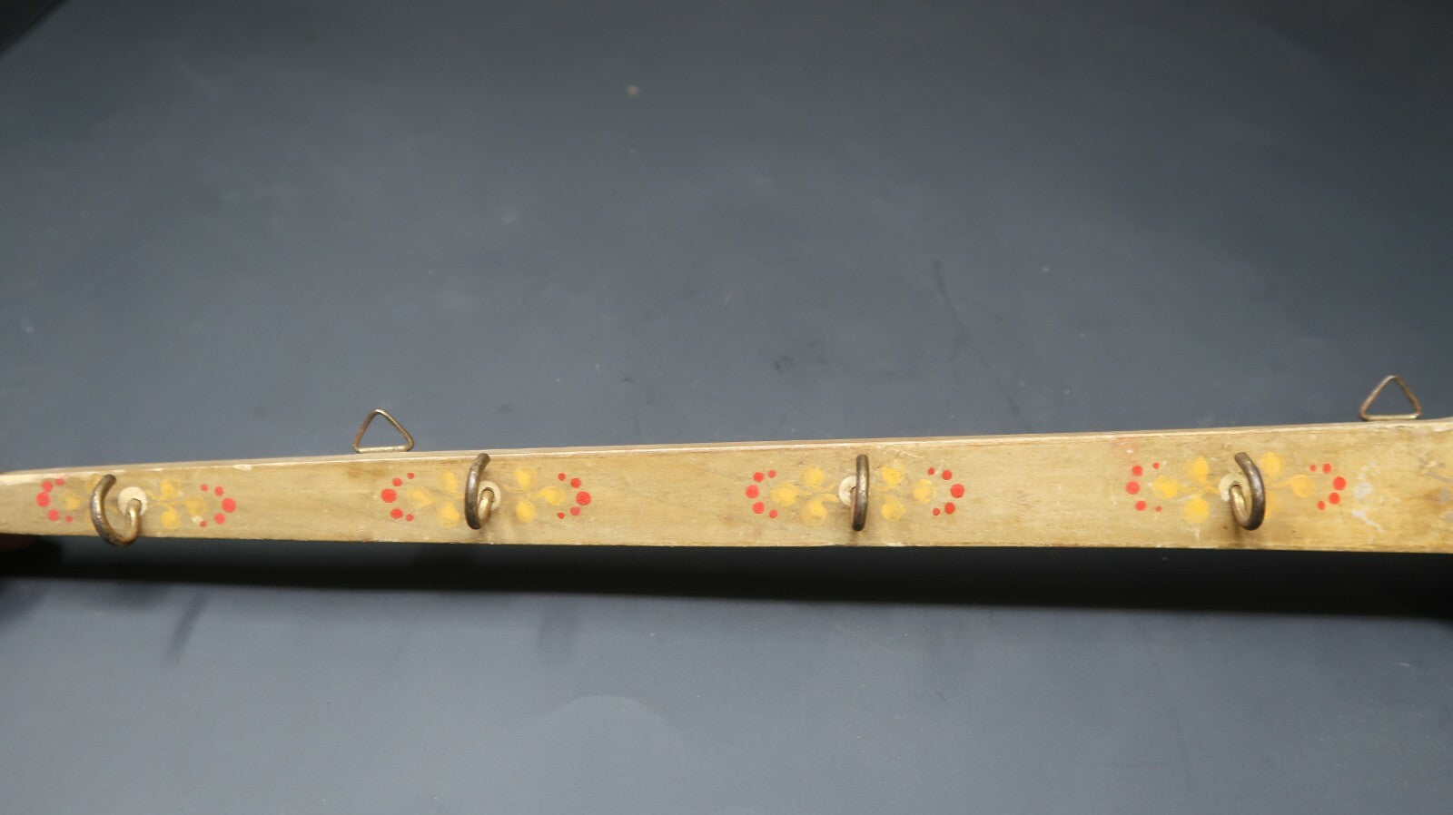 Vintage Spoon Shaped Kitchen Wooden Utensil Wall Rack Hand Painted L16"