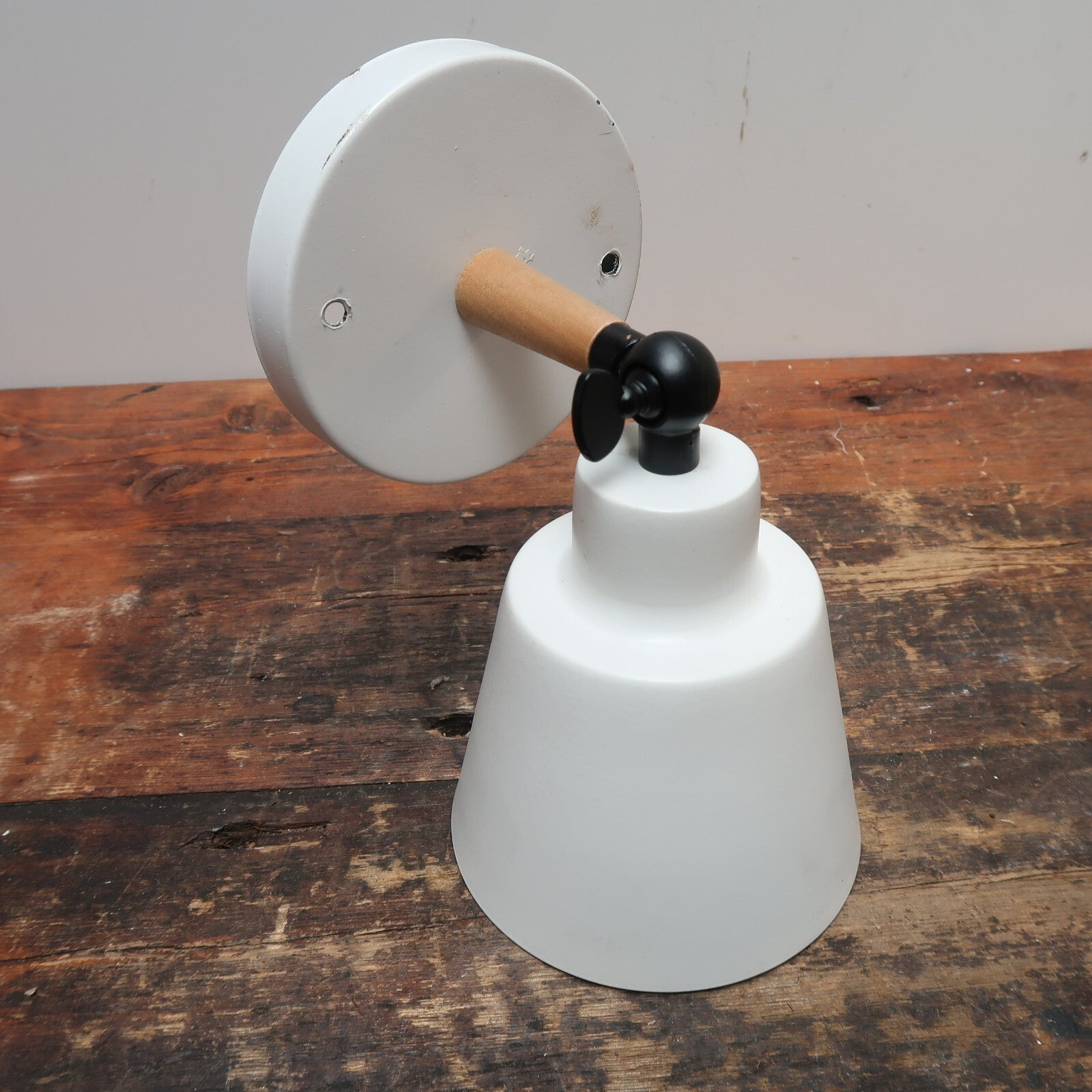 Set of 3 White Wall Sconces Wood Metal Light Angle Adjustment