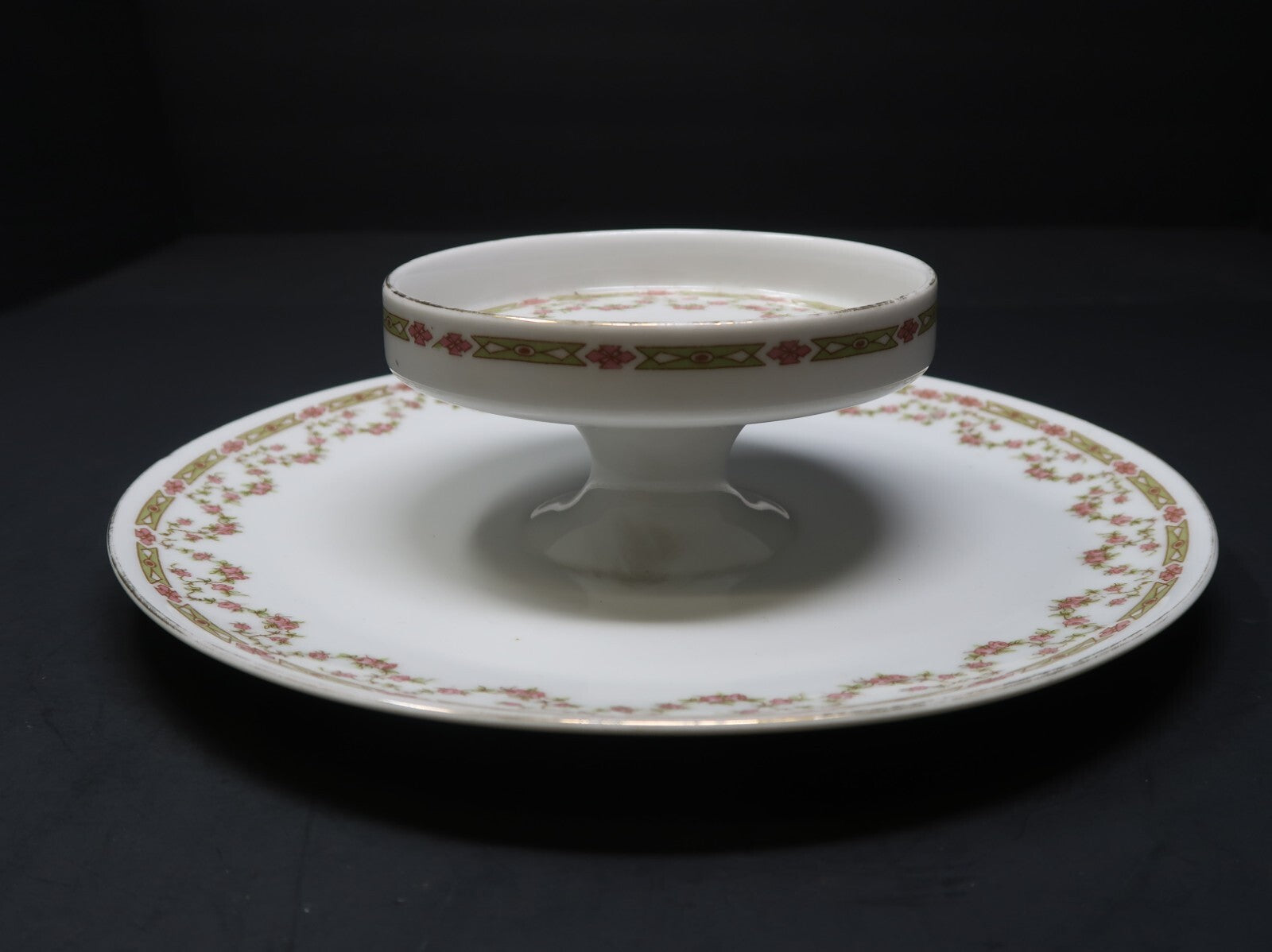 Antique Victoria Austria Porcelain 2 Tier Cake Pastry Plate