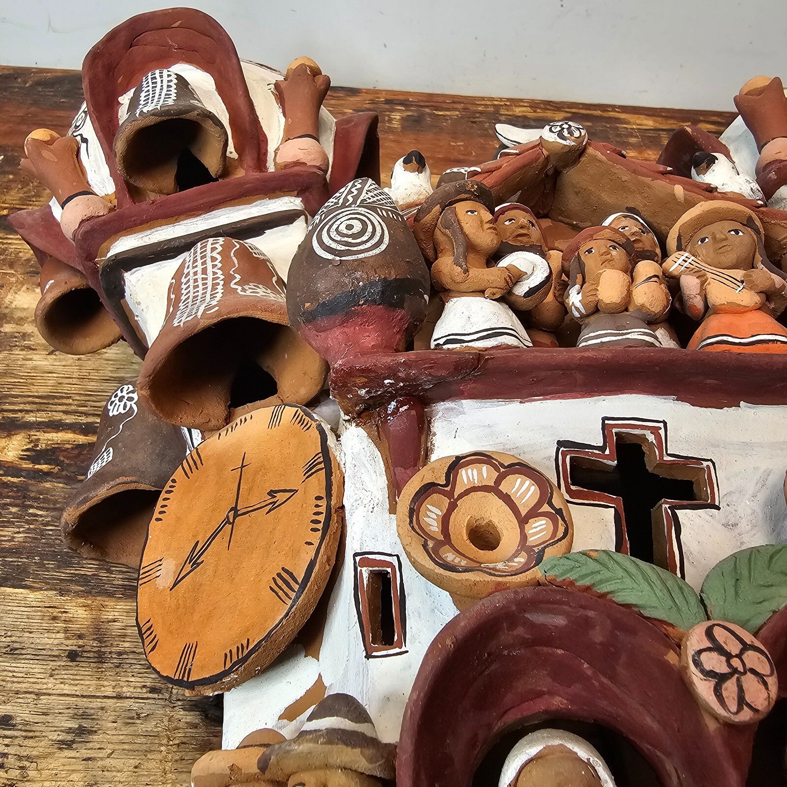 Ayacucho Artisan Terra Cotta Church Folk Art Peruvian Ornament 17"W x 16"H