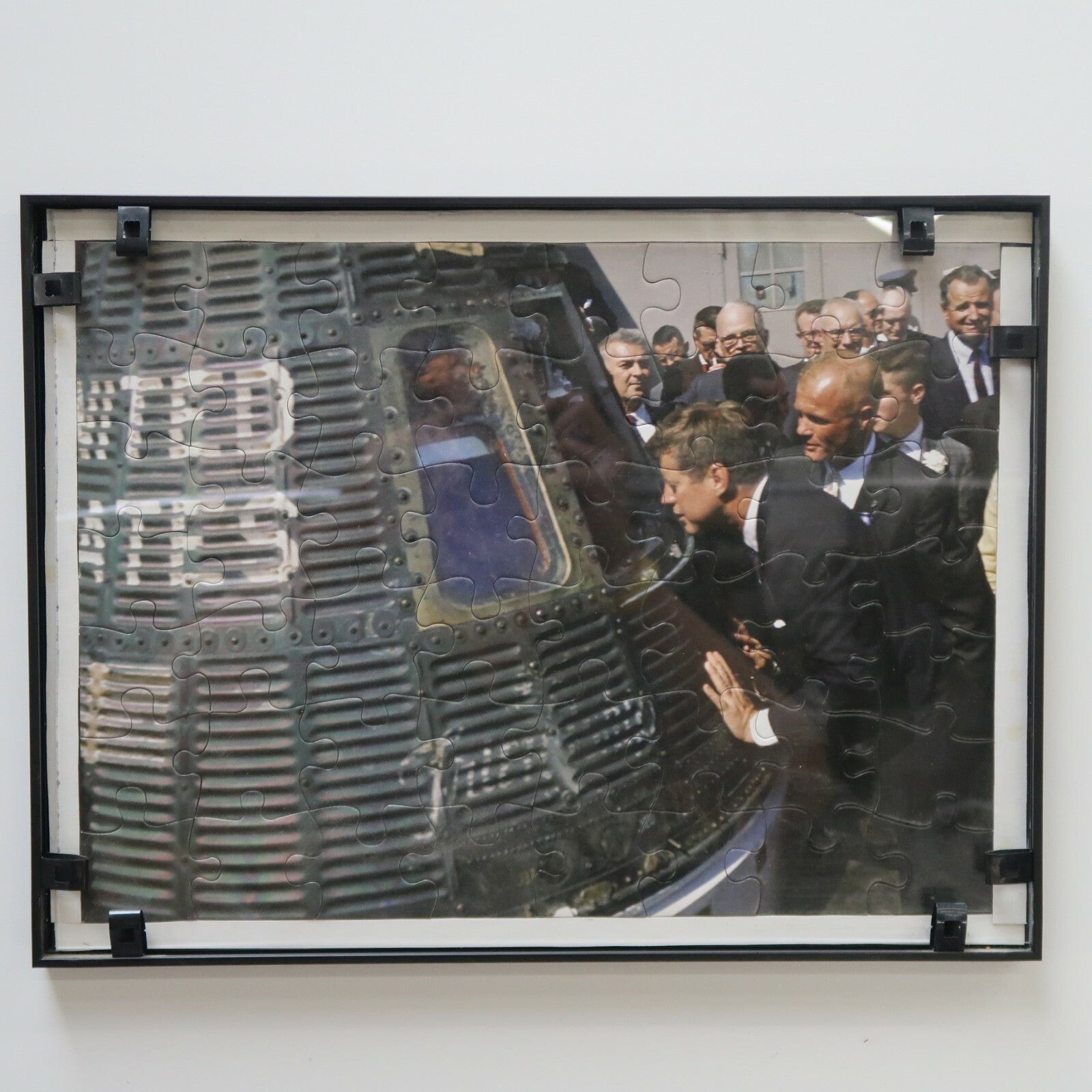 Vintage Double Sided JFK Jigsaw Puzzle in Frame John F Kennedy 50pcs