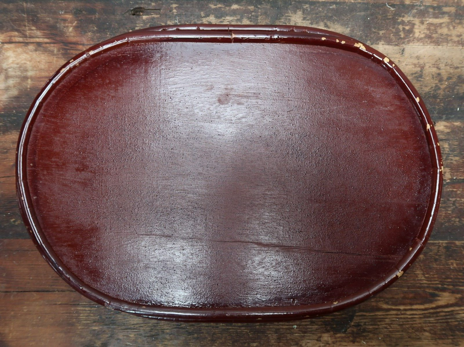 Vintage Lacquered Rattan Bamboo Tray 19" x 13"