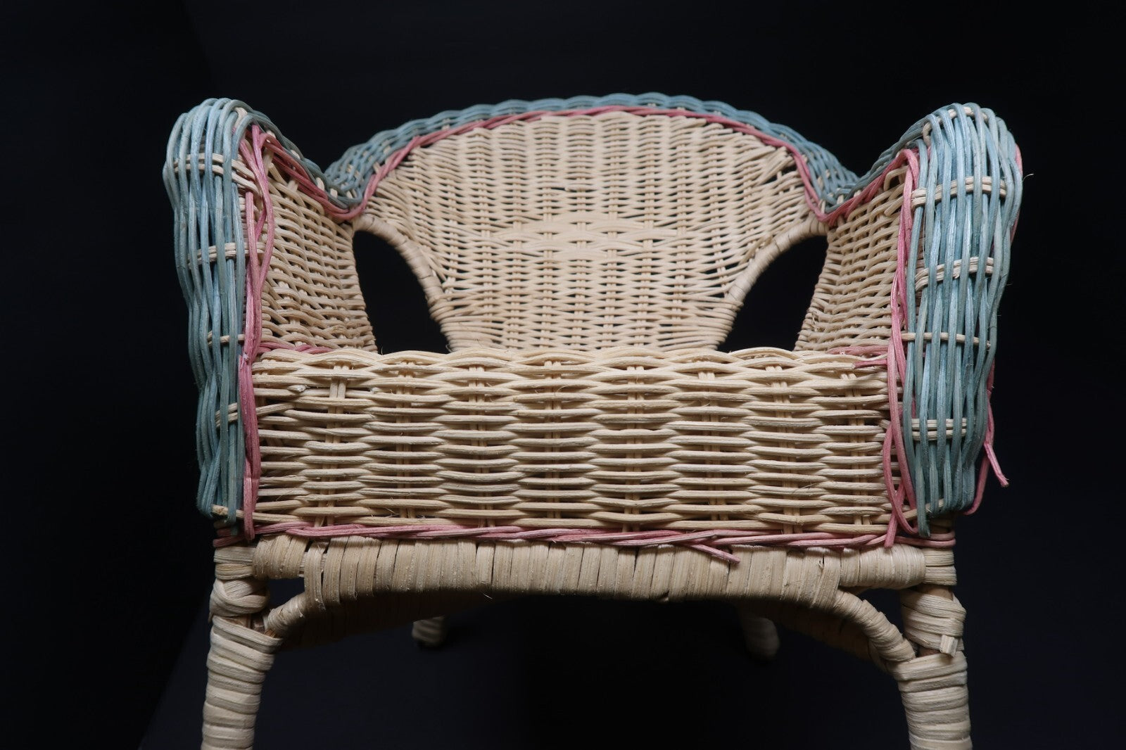 Wicker Doll Chair Green / Pink / Natural 3 Colors H 12" x D 9" x W 10"