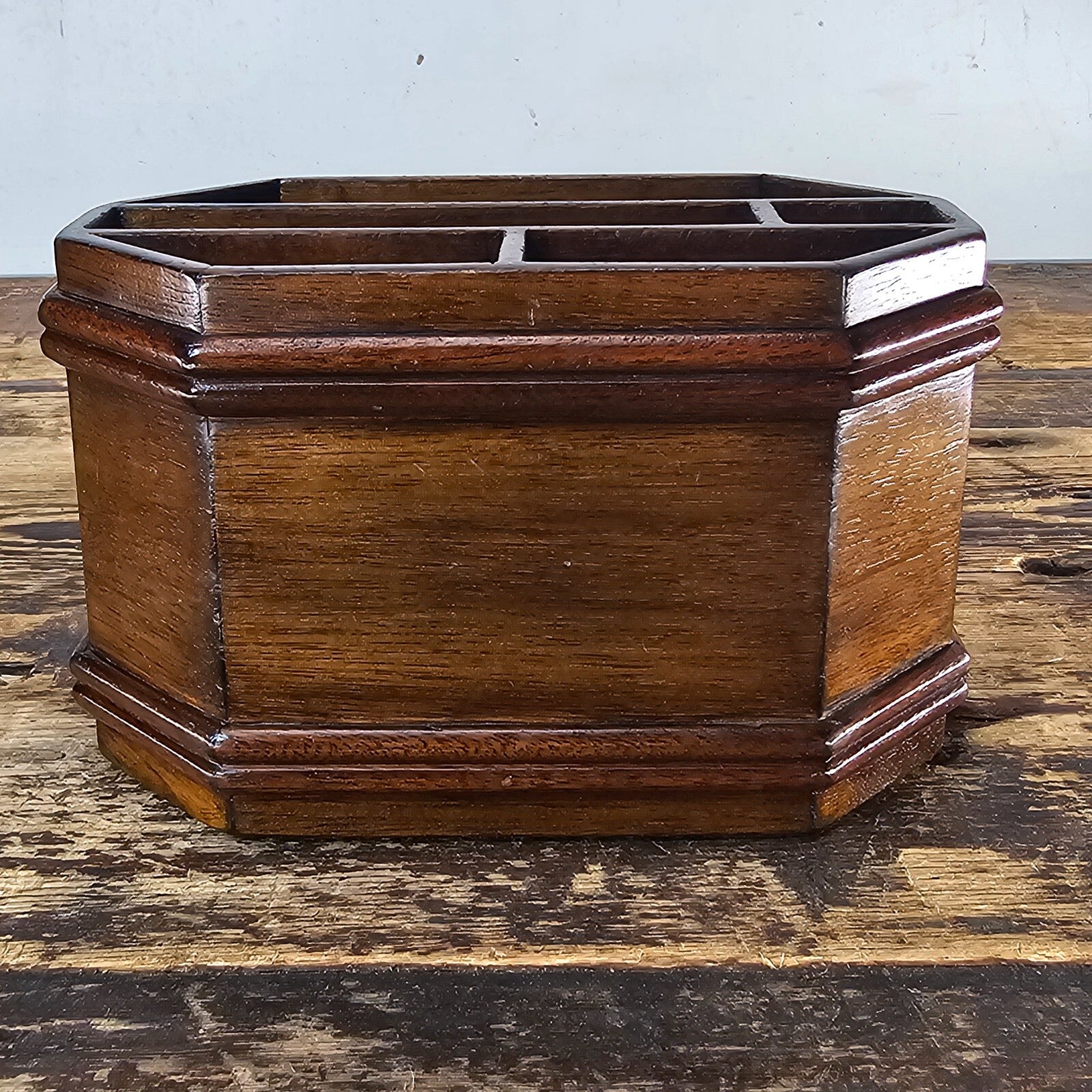 Vintage Mahogany Pen Holder (1980s)