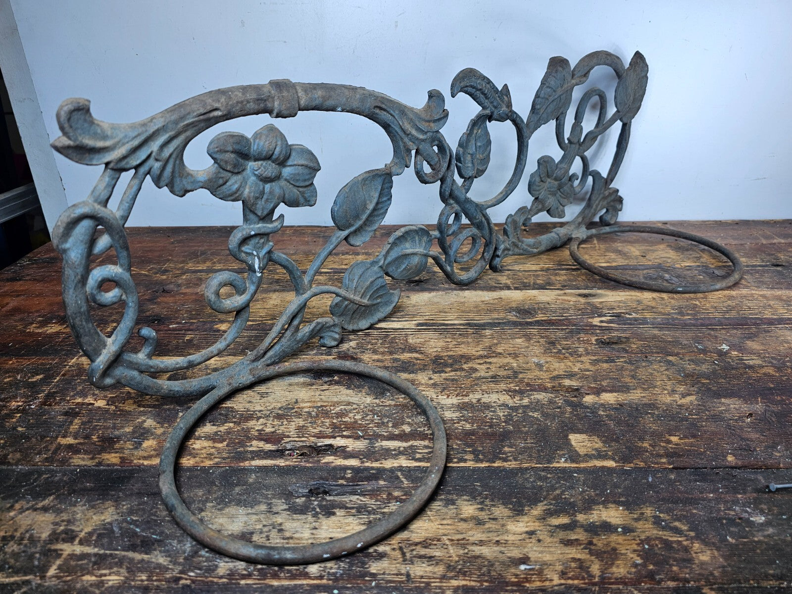 Victorian Style Cast Iron Wall Planter with Ivy Design  28.5"L x 9.5"H x 8.5"D