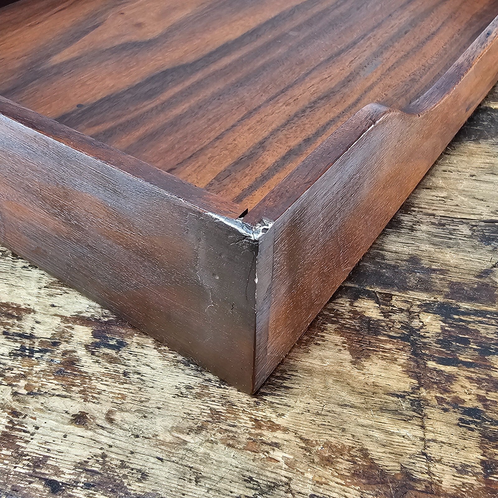 Vintage Stempco Walnut Triple Cutout Desk Tray (1950s-1960s)