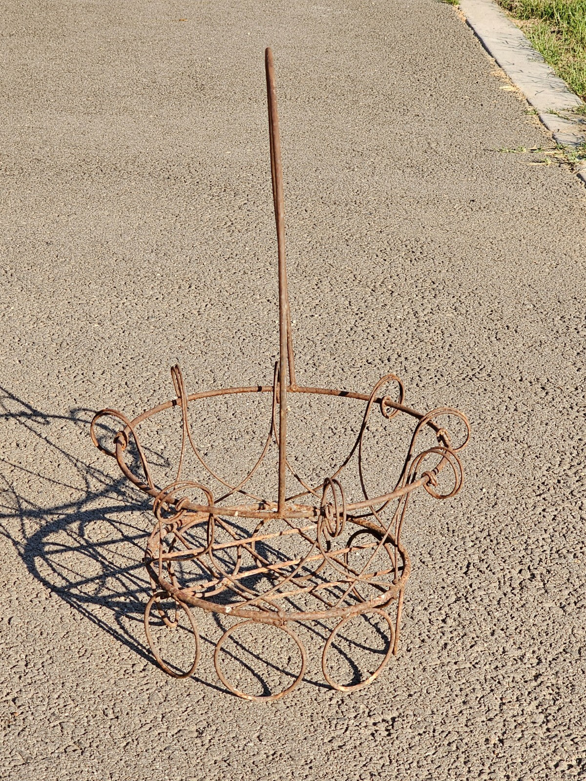 Vintage Wire Basket Planter Rusty Garden Decor 25"H