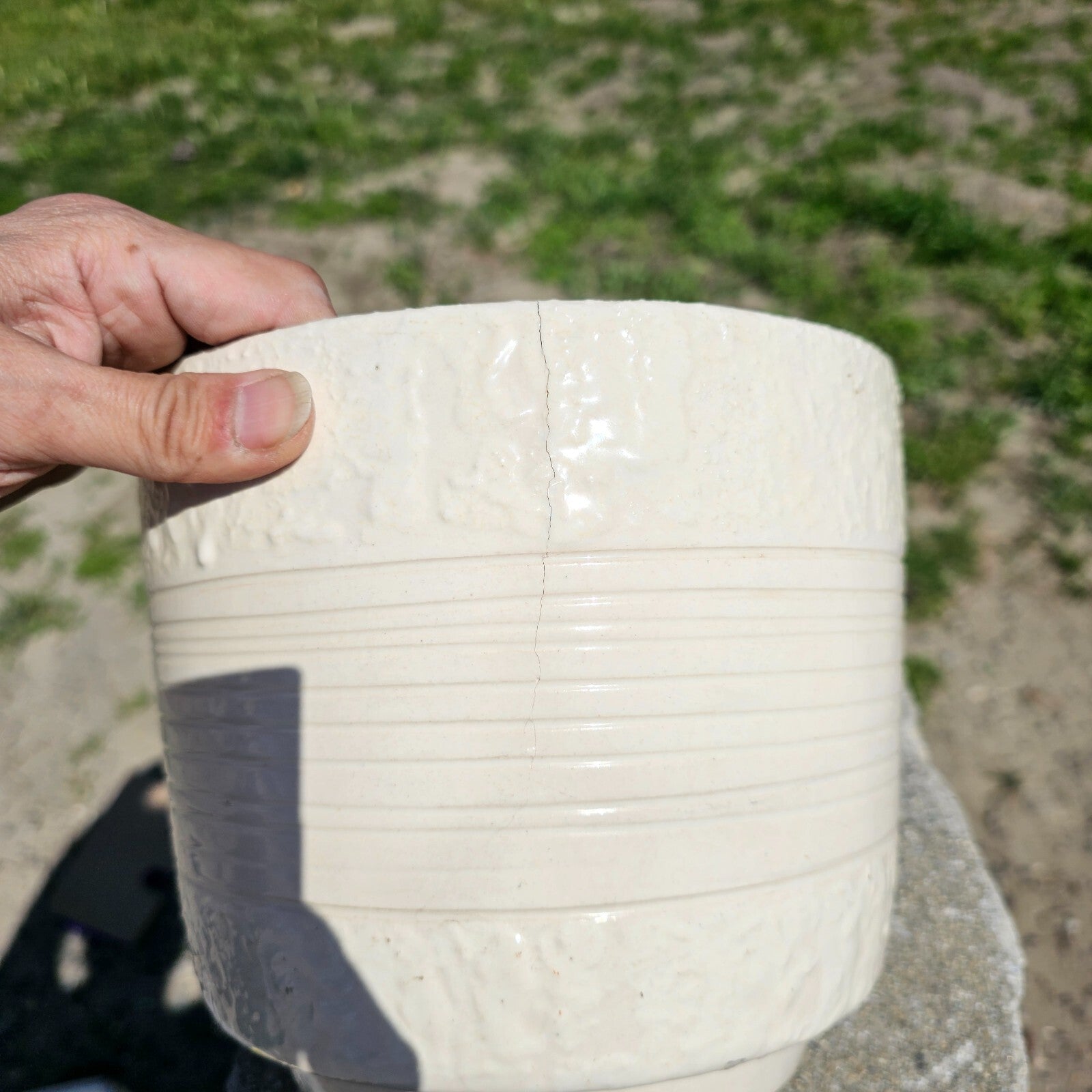 Jenkins Ceramics MFG California Art Pottery White Glazed Ceramic Flower Planter