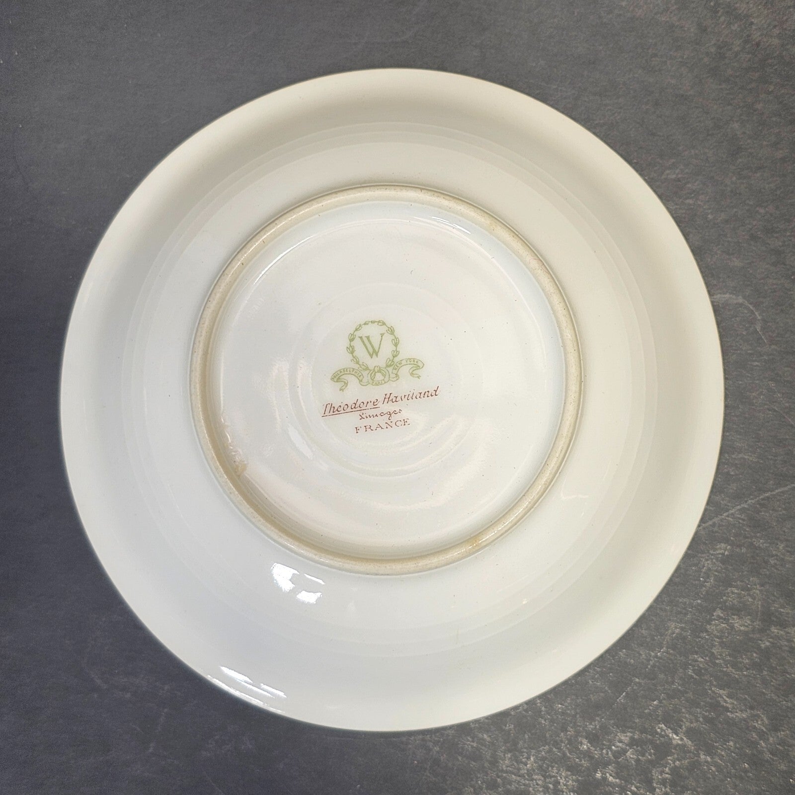 Theodore Haviland Limoges France Teacup Saucer & Fruit Bowl Set White Gold Trim