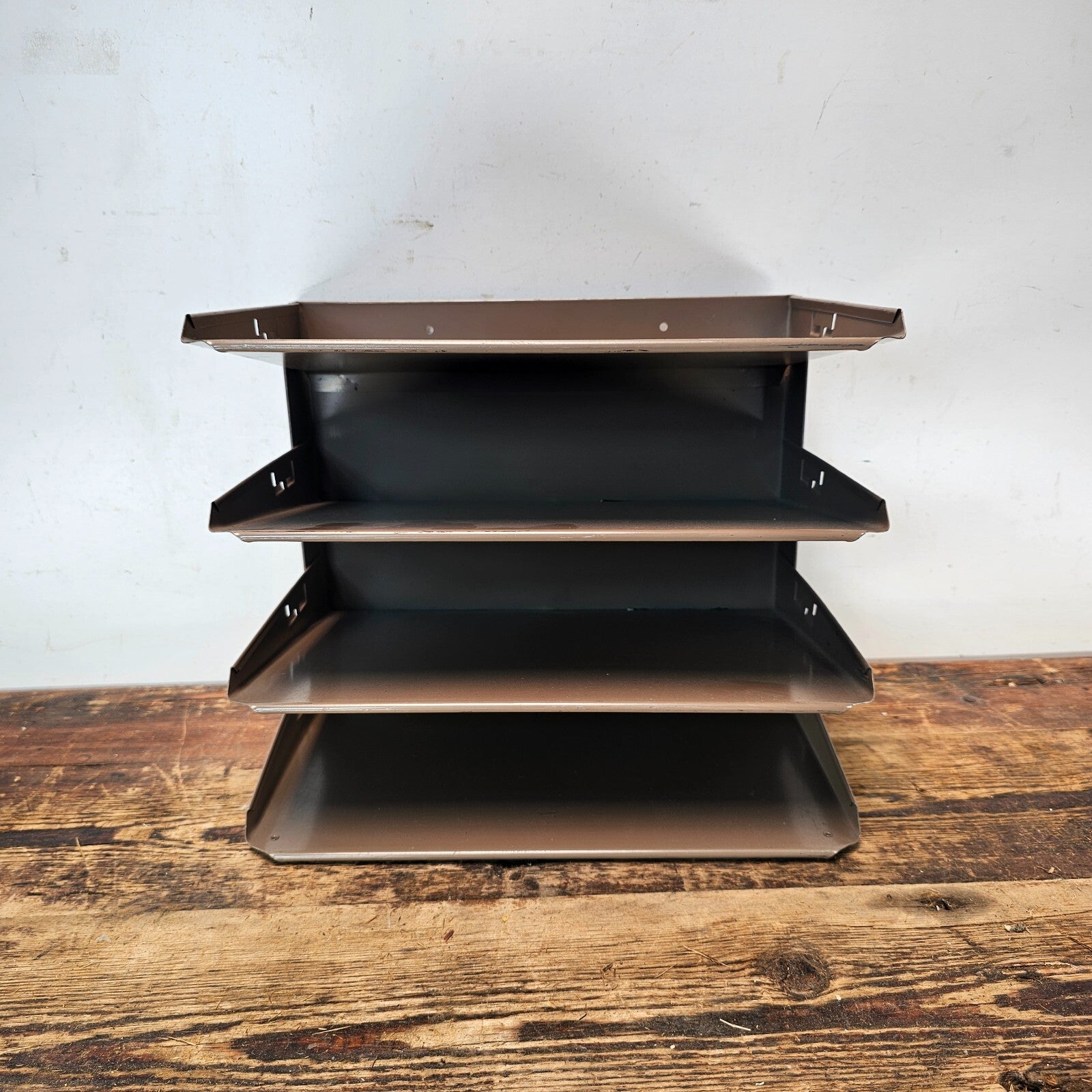 Vintage 4-Tier Wall-Mounted / Desktop Steel File Organizer