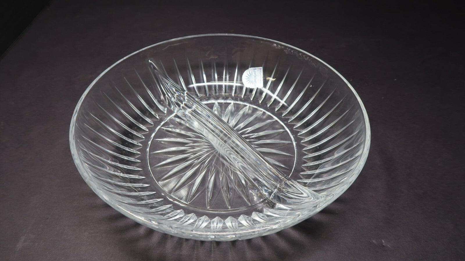 Princess House Highlights Lead Crystal # 870 Divided Serving Dish 8"