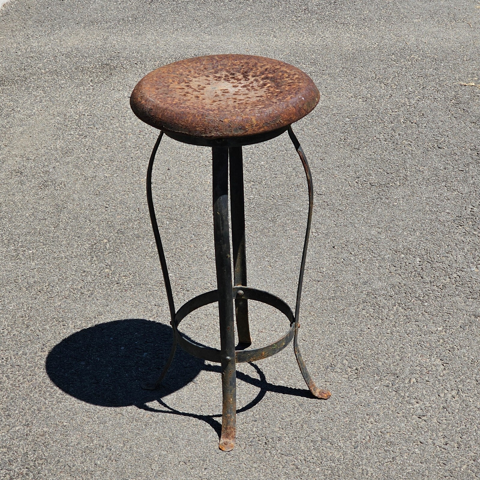 Rustic Metal Stool / Plant Stand 11.5" x 11.5" x 24" H