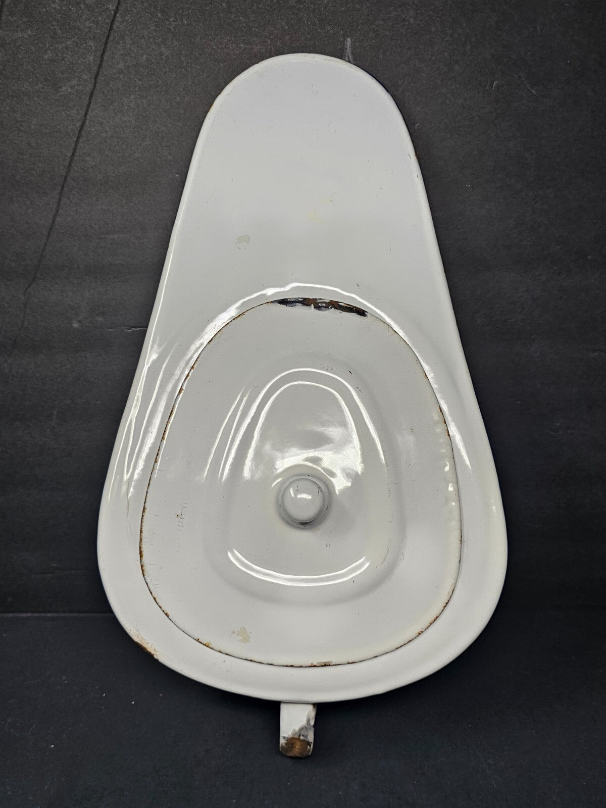 Vintage Hospital Enamelware Bed Pan With Lid & Handle