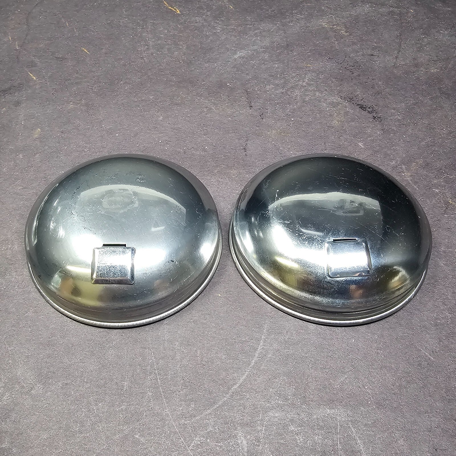 Set of 2 Side Flap Top Sugar Dispenser Glass Jar Vintage 3" D x 5.5" H