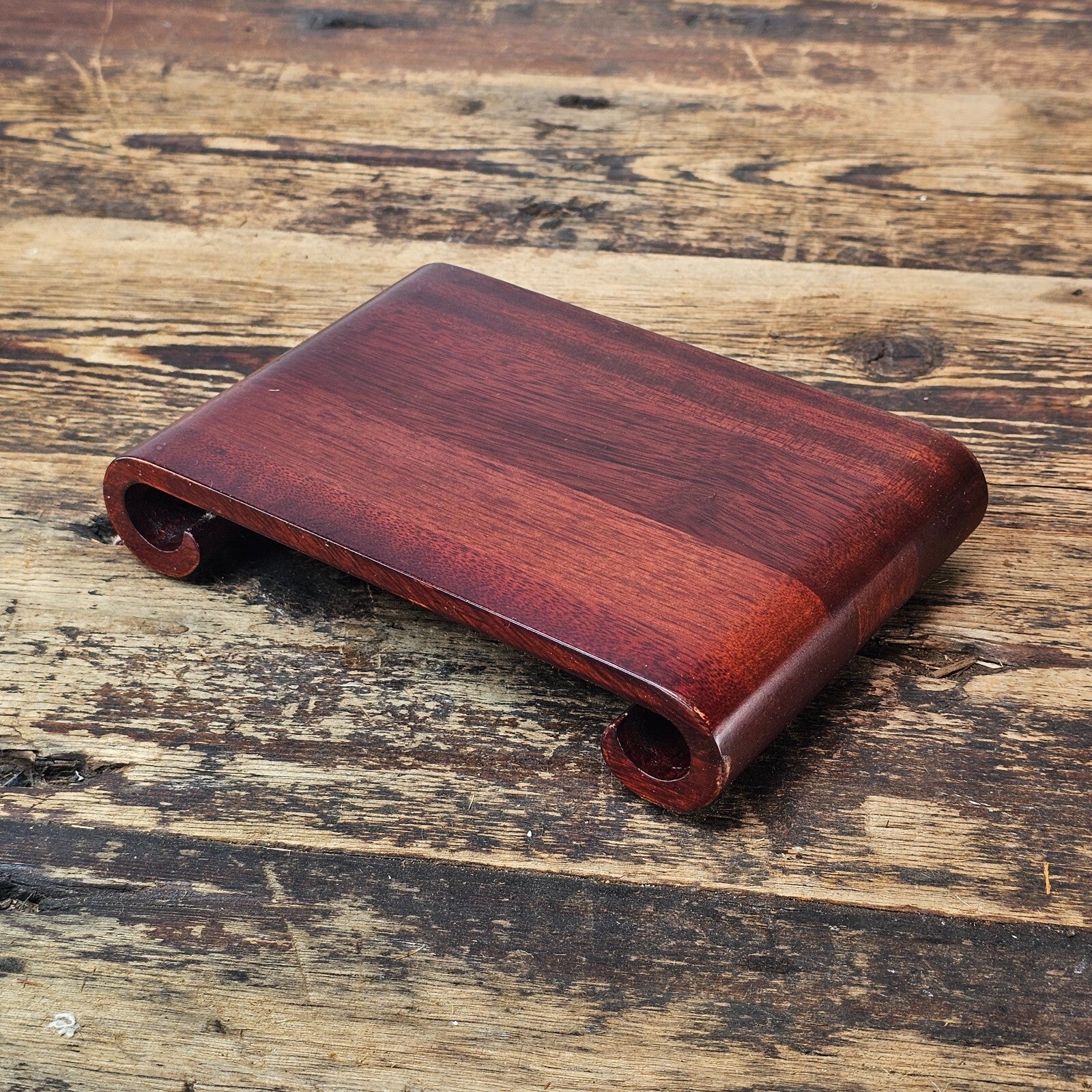 Small Rosewood Scroll Stand 7.25"L x 5"W x 1.5"H