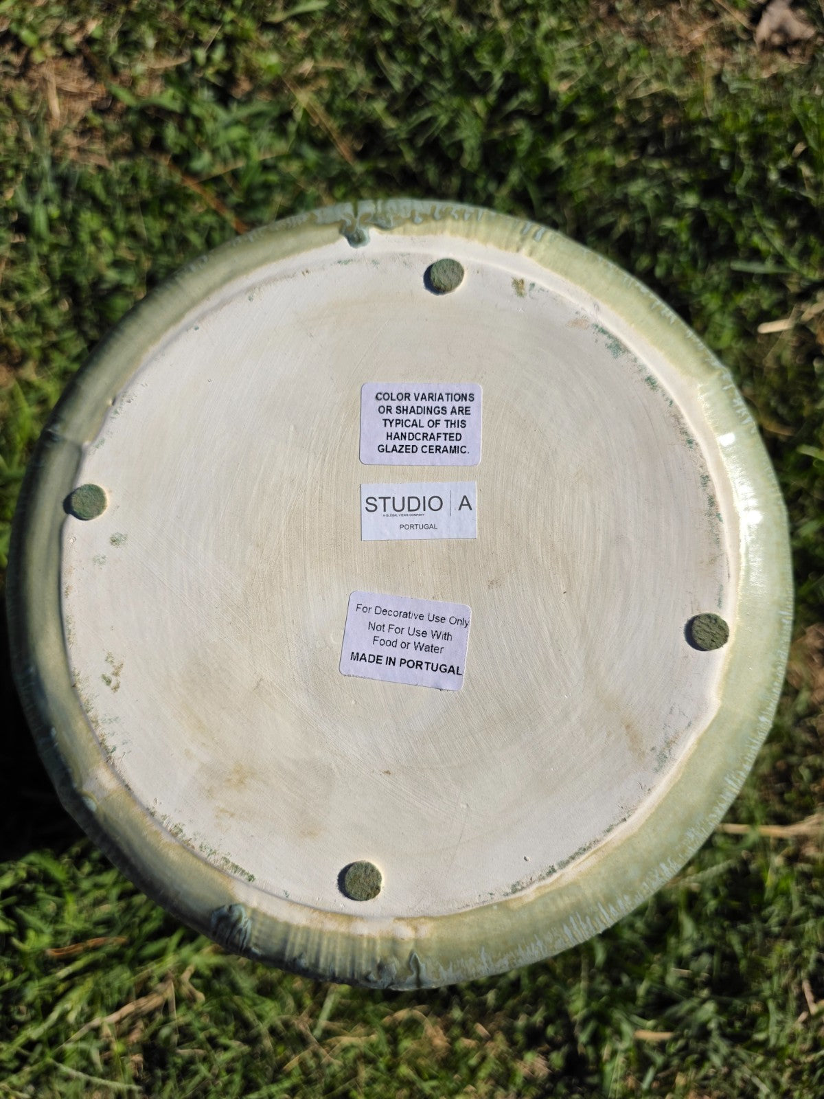 Studio A Portugal Bamboo-Texture Ceramic Floor Vase, 17.5"H