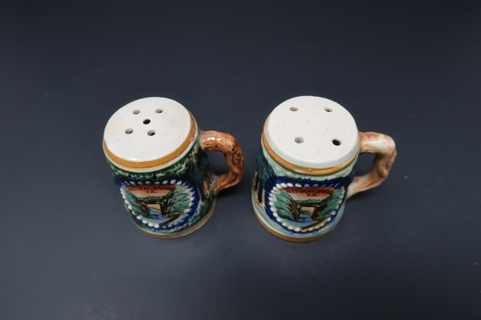 State Souvenir of Virginia Beer Stein Salt Pepper Shakers Made In Japan