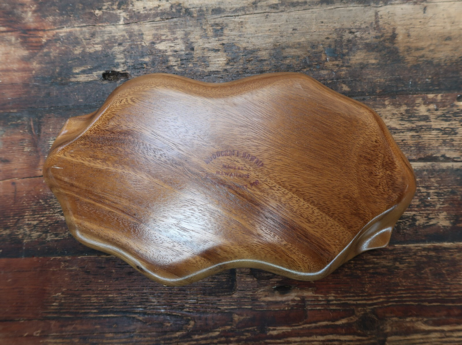 Vintage Woodcraft Hawaii Made By Hawaiians Monkey Pod Wood Bowl 12.5" x 7"