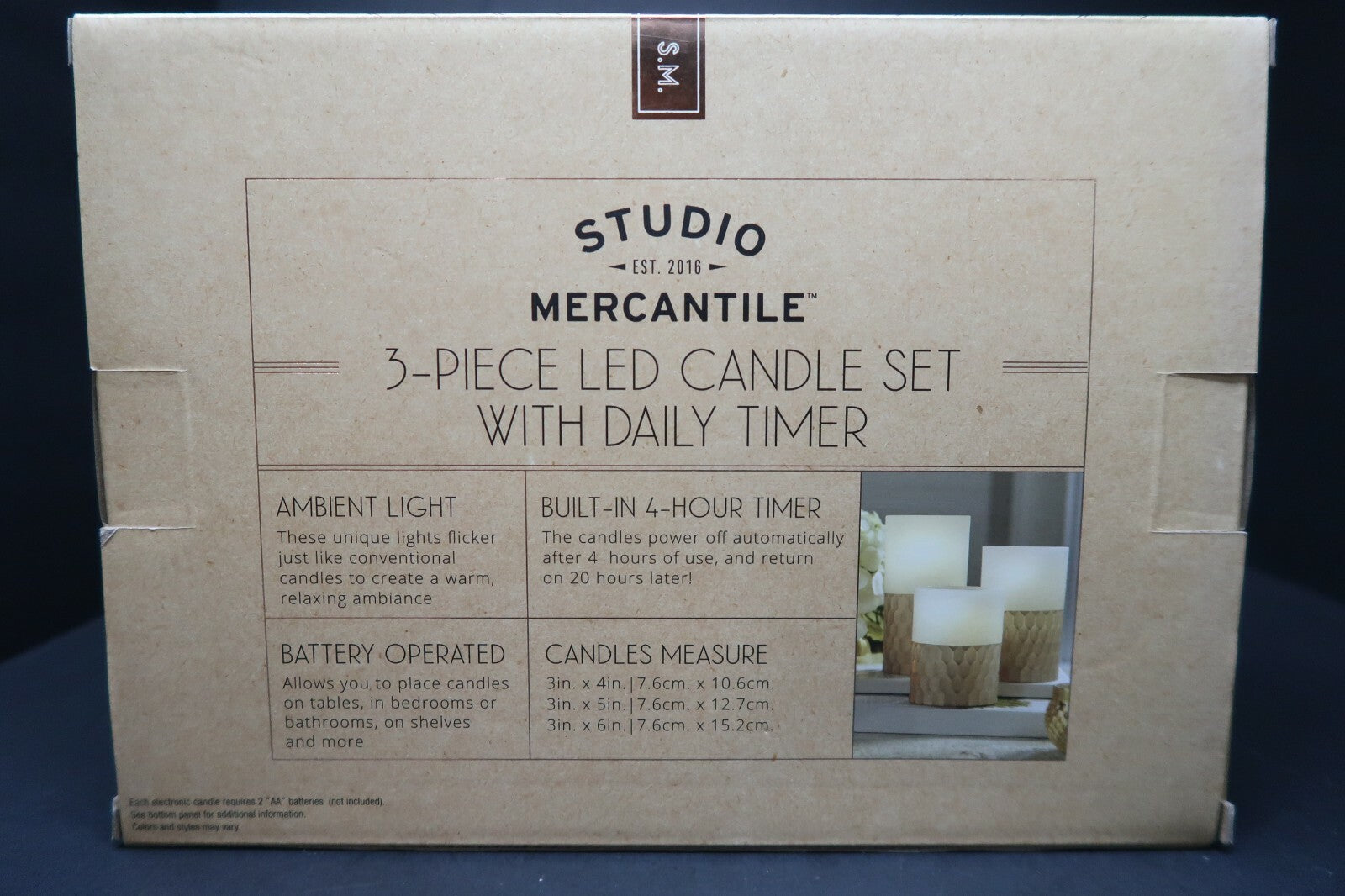 3 pcs Studio Mercantile LED Candle Set