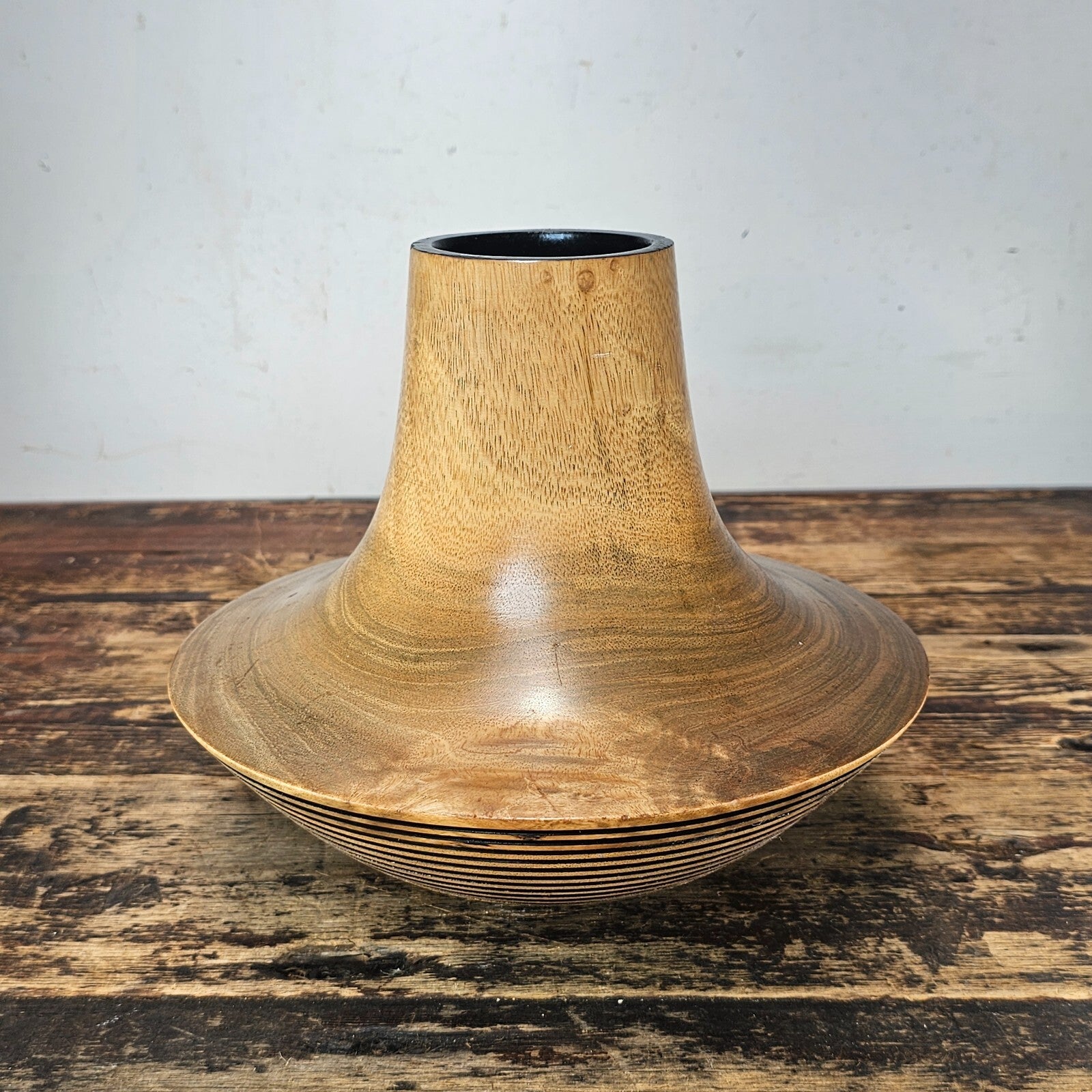 Handcrafted Thai Wooden Vase - Natural Beauty with Ebony Accents