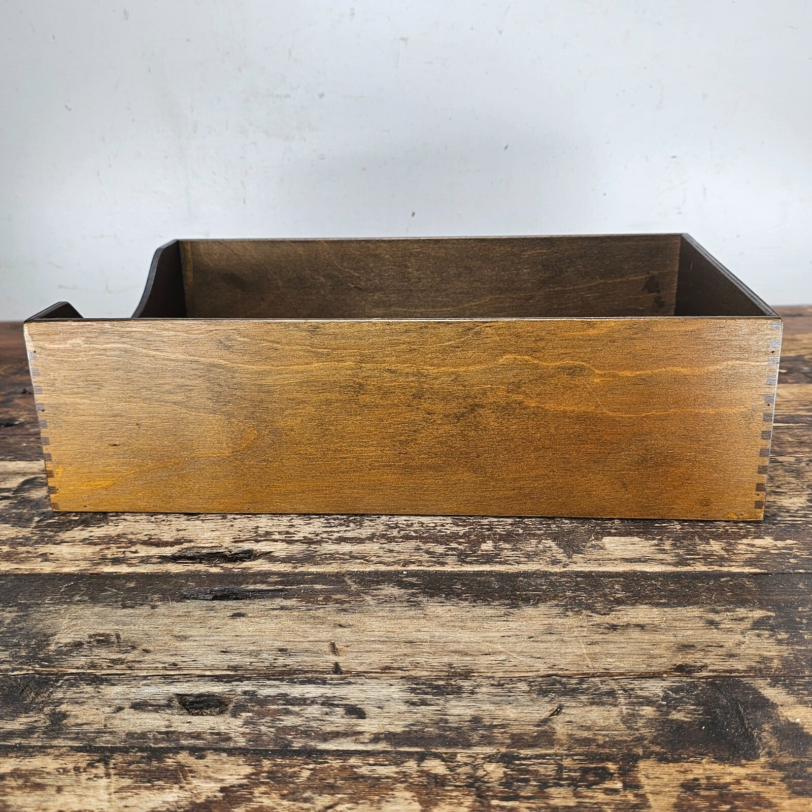 Vintage Walnut Deep Desk Tray / Document Organizer  (1950s-1960s) 4.25"H