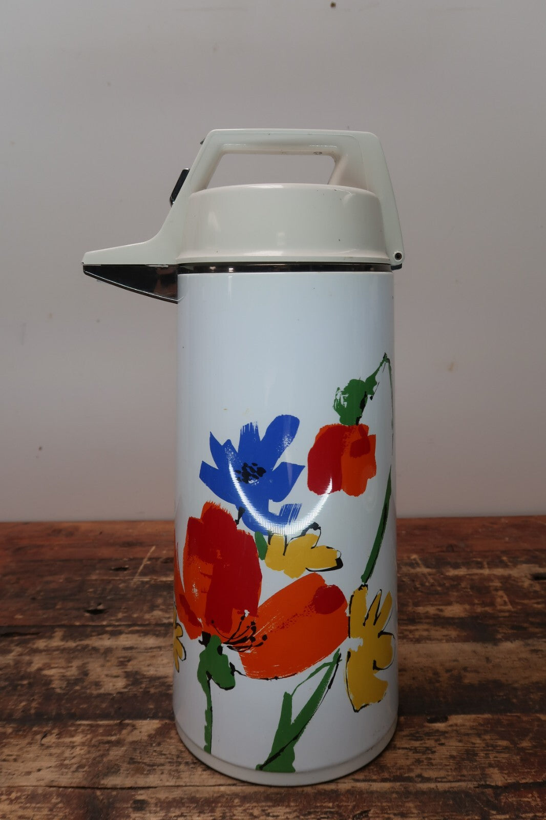 Vintage Everest Vacuum Airpot Thermos Coffee Hot Water Floral 0.5 Gal Japan